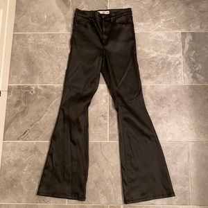 Topshop Jamie Flare Leather Jeans